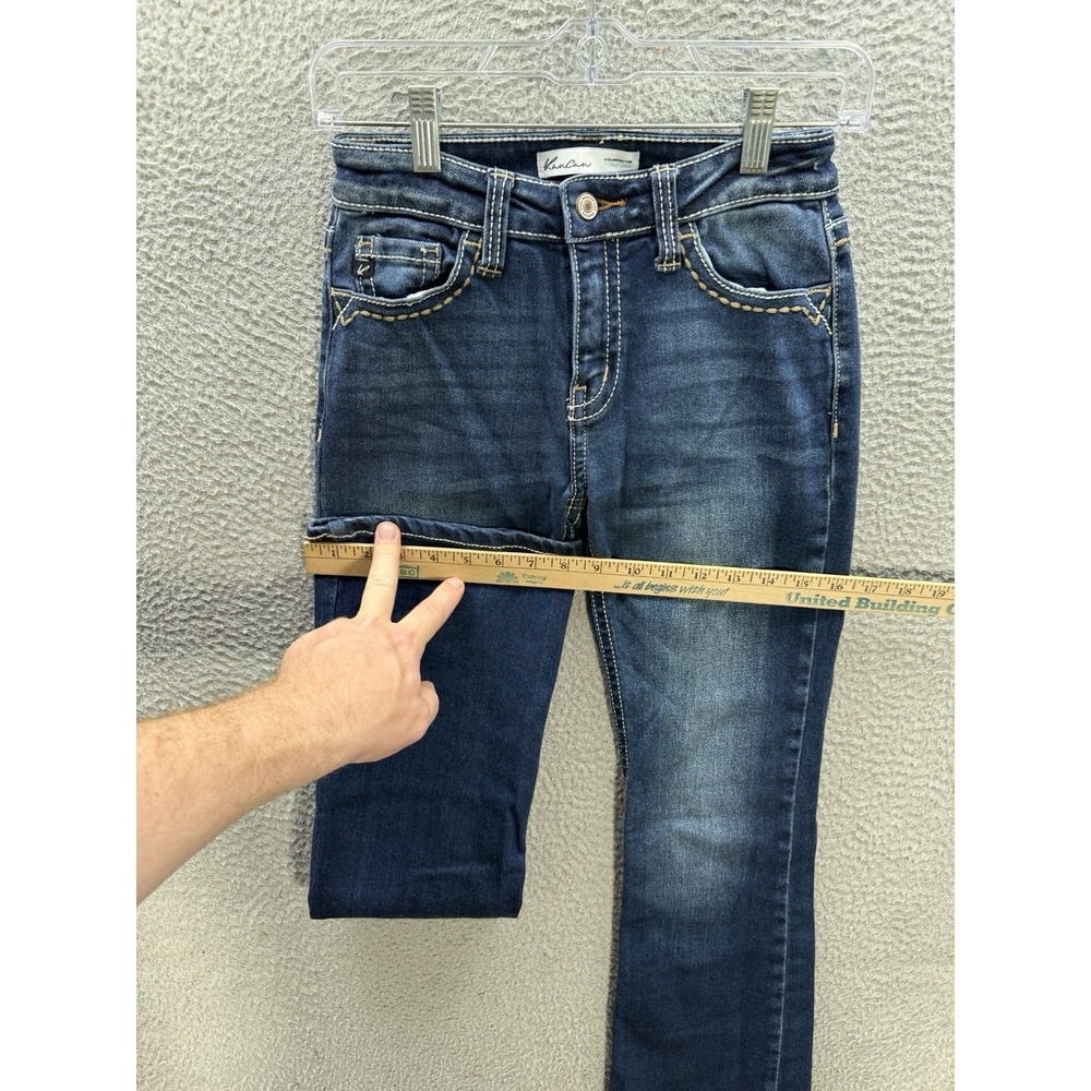 KanCan Jeans Womens 25 Blue Mid Rise Bootcut Stretch Thick Stitch Distressed‎ - Picture 6 of 10